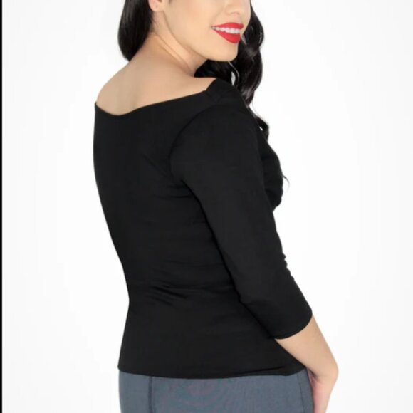 NWT Hemet Black Three Quarter Sleeve Top - Picture 3 of 7